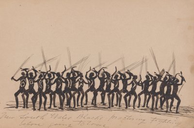 New South Wales Blacks Practising Fighting Before Going to War by Tommy McRae
